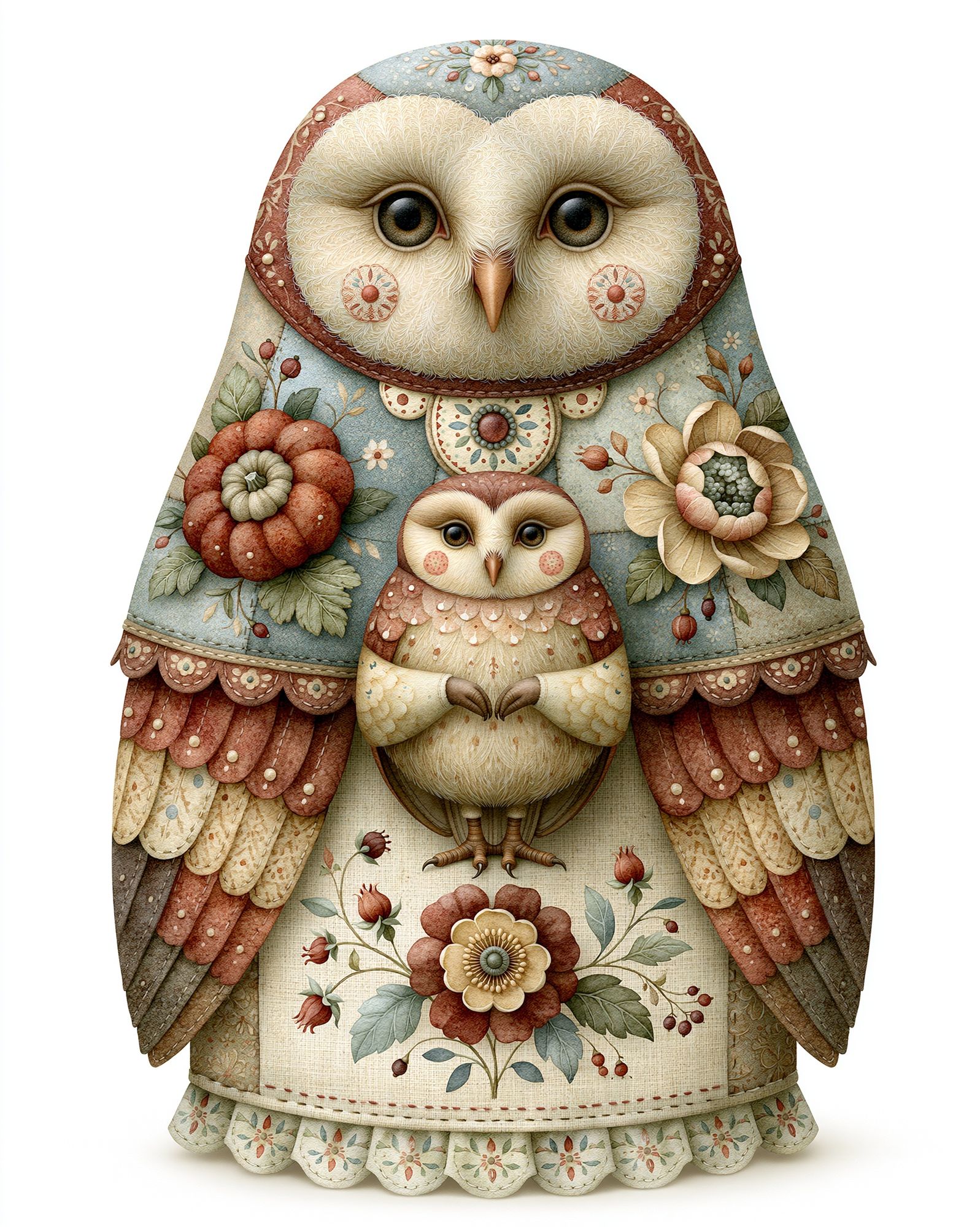 Floral Owl Family Illustration Poster. poster detail