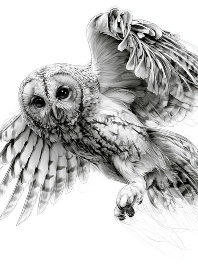 Flying Owl Ink Illustration Poster. poster