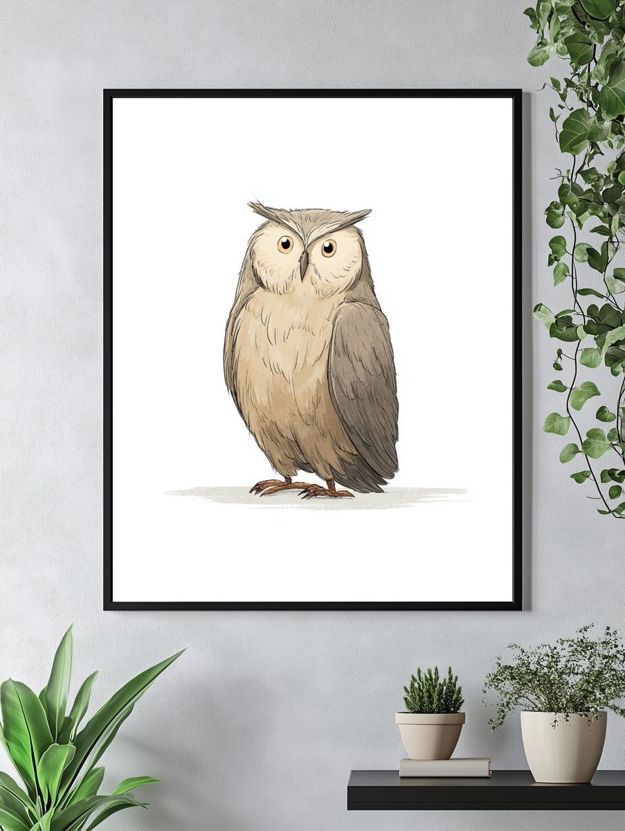 Owl Illustration Poster. — room view 4