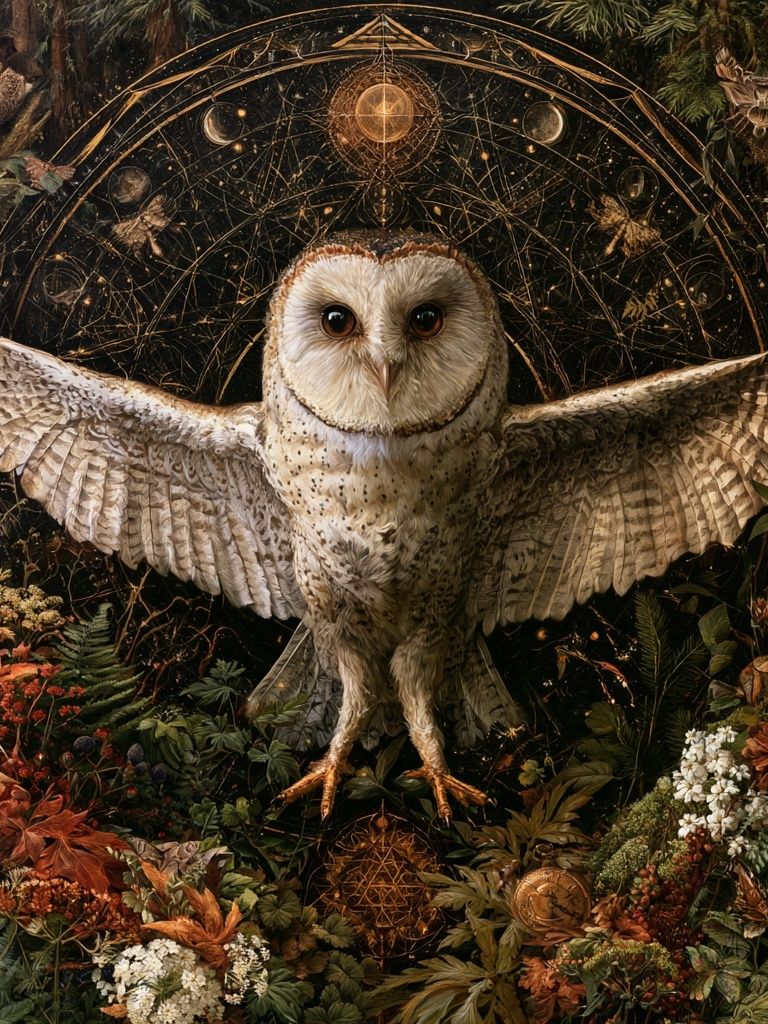 Owl Botanical Alchemy Poster. poster detail