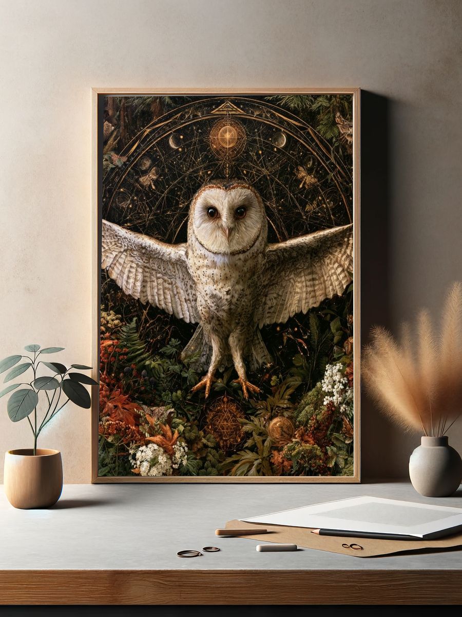 Owl Botanical Alchemy Poster. — room view 2