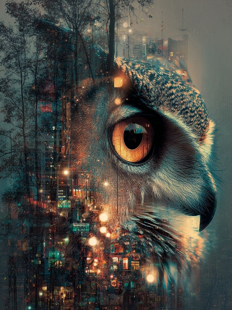 Urban Owl Digital-Art Poster. poster — illustration art