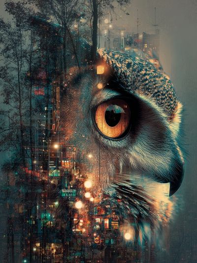 Urban Owl Digital-Art Poster. poster