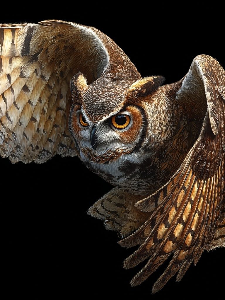 Flying Owl Illustration Poster. poster — animals art