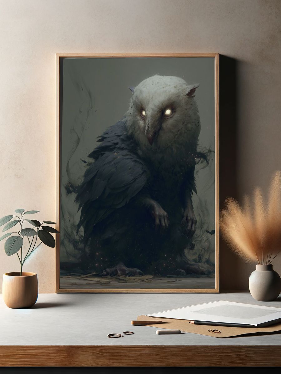 Mystic Owl Digital Art Poster. — room view 2