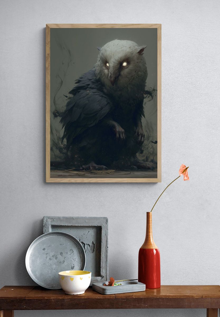 Mystic Owl Digital Art Poster. — room view 3