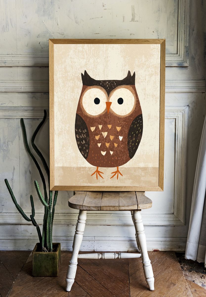 Cute Owl Illustration Poster room preview