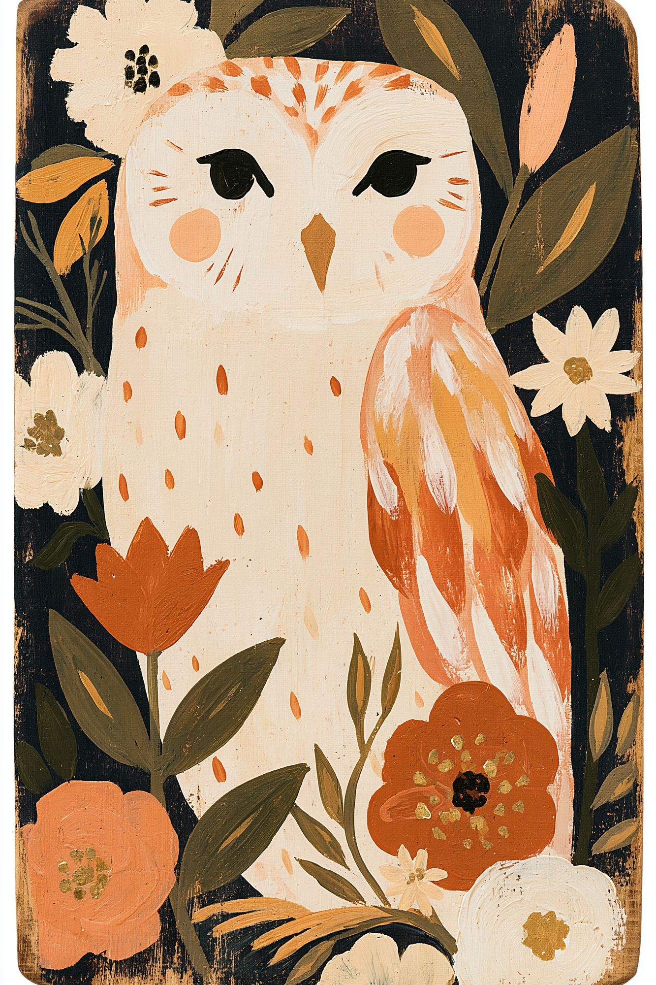 Floral Owl Illustration Poster. poster detail