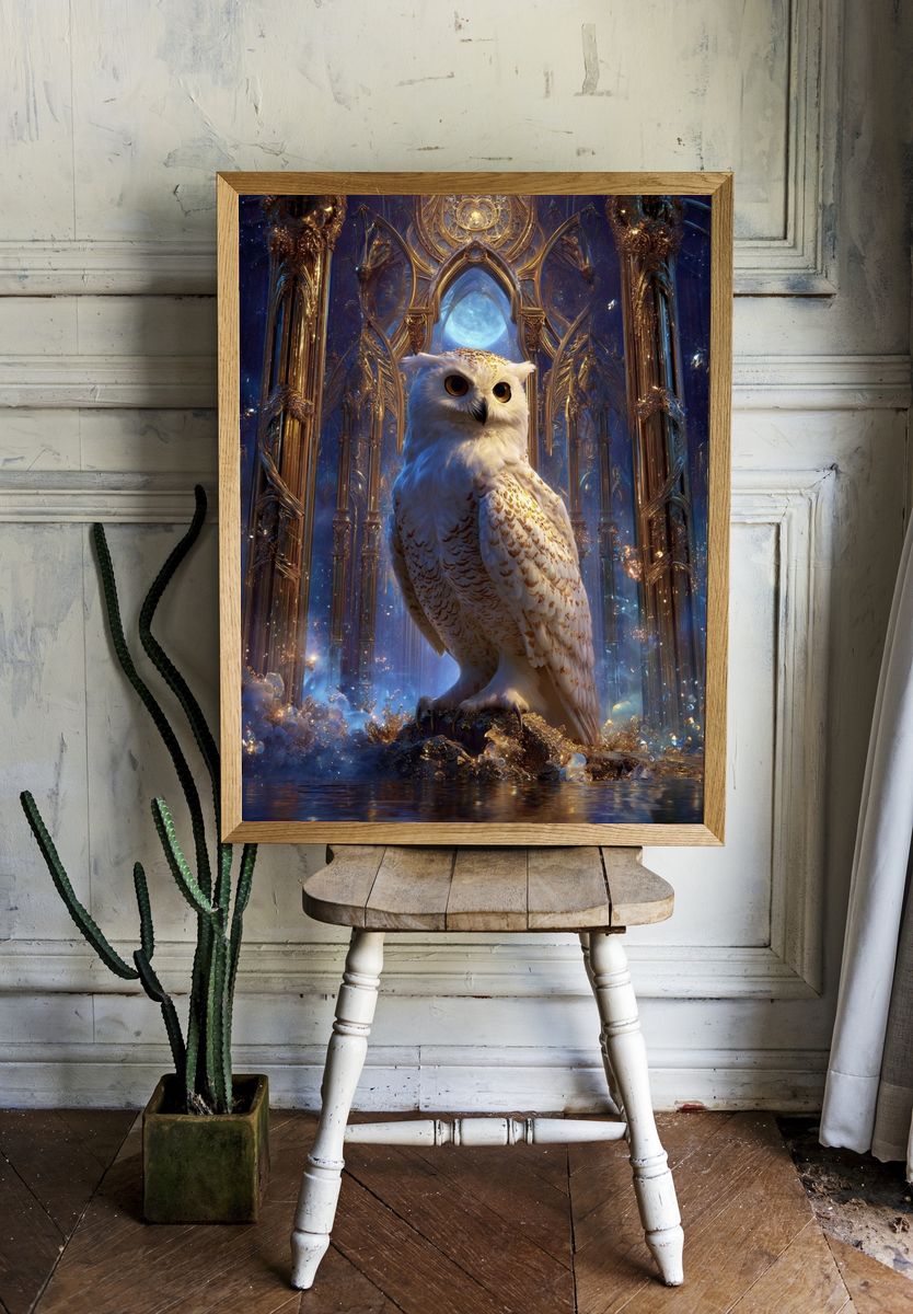 Majestic Owl in Enchanted Realm Poster. — room view 1