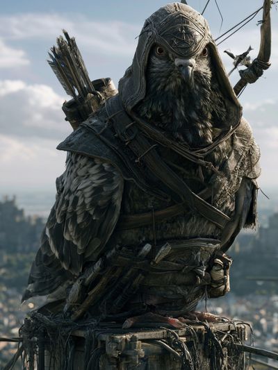 Hooded Owl Archer Fantasy Poster. poster
