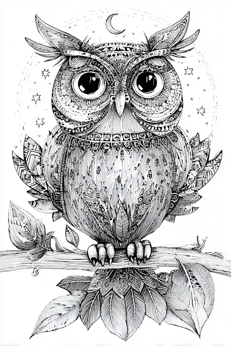 Intricate Owl Illustration Poster. poster — illustration art