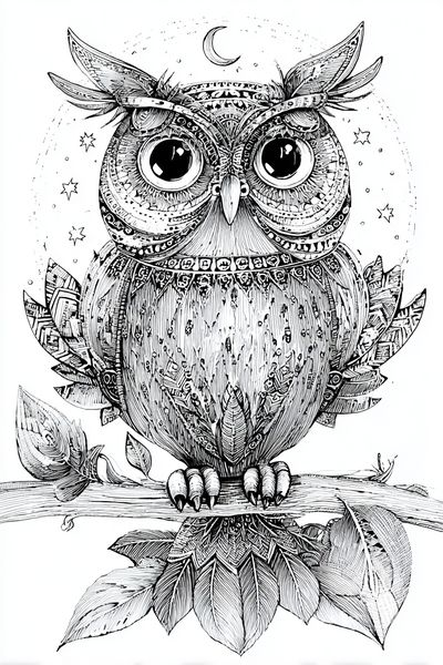 Intricate Owl Illustration Poster. poster print