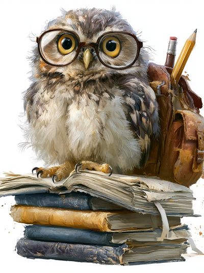 Owl Scholar Illustration Poster. poster