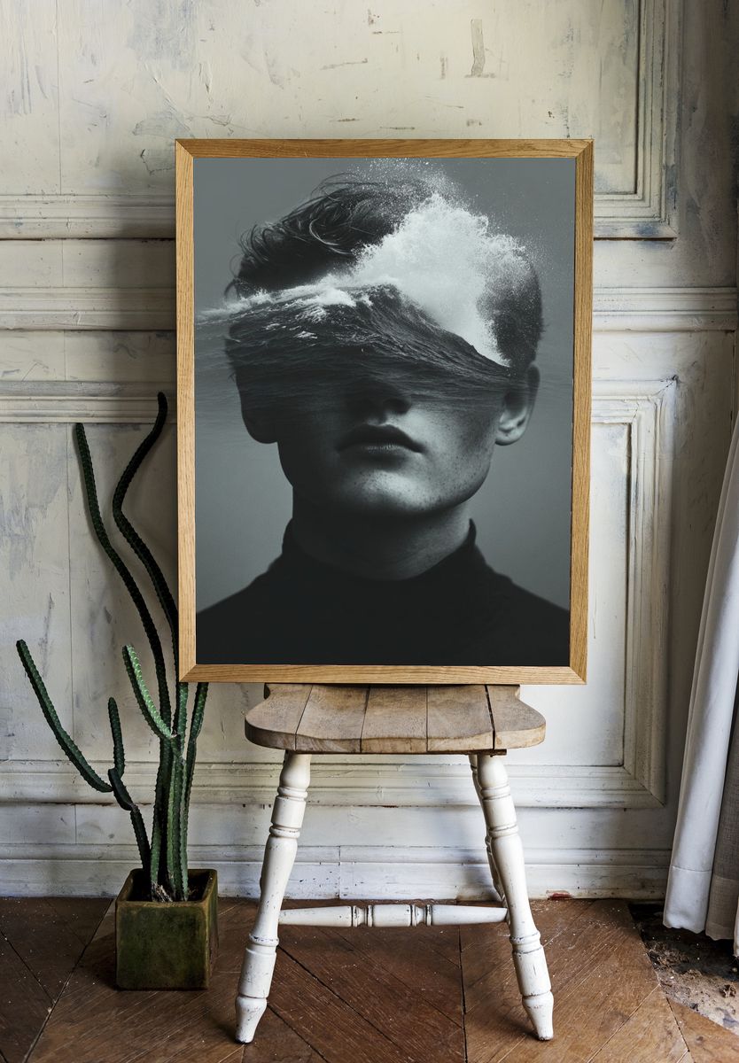 Ocean Wave Portrait Poster. — room view 1