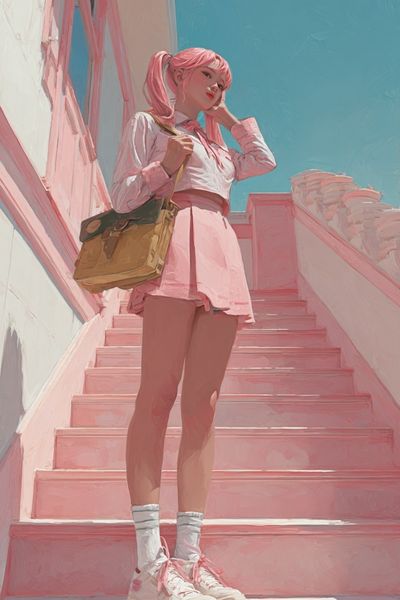 Pink Aesthetic Girl — Illustration Print. poster