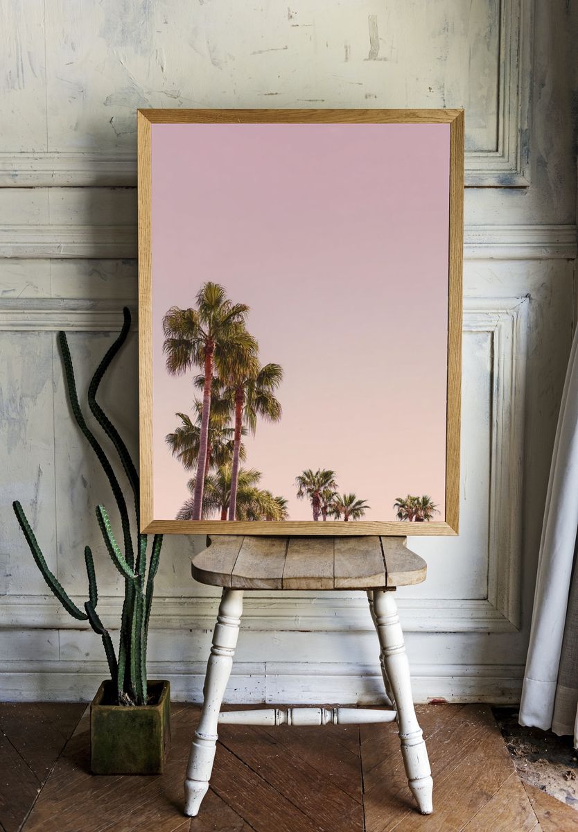 Palm Trees at Sunset Photography Poster. — room view 1