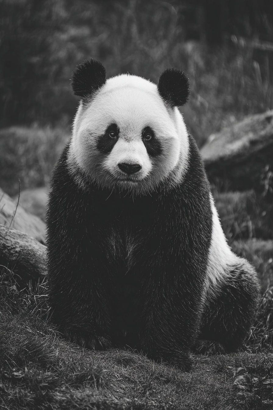 Panda Portrait Black-White Poster. poster — animals art