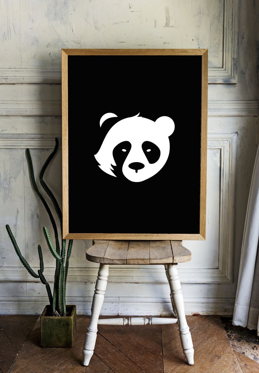 Panda Face Minimalist Print. — room view 1