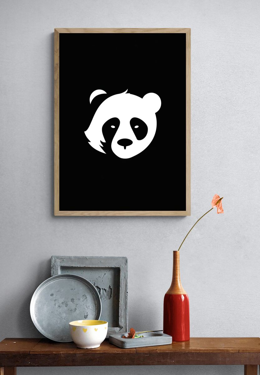 Panda Face Minimalist Print. — room view 3