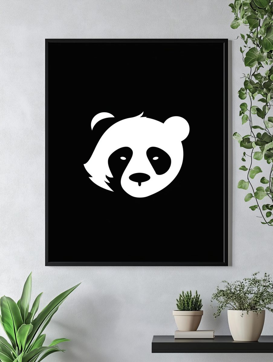 Panda Face Minimalist Print. — room view 4