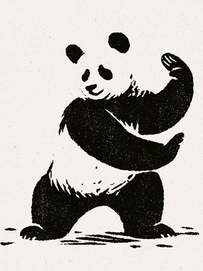 Panda Ink Illustration Poster.