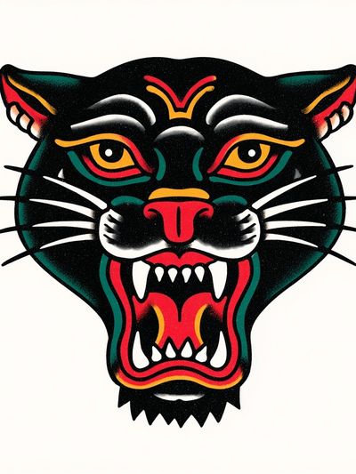 Roaring Panther Illustration Poster. poster print