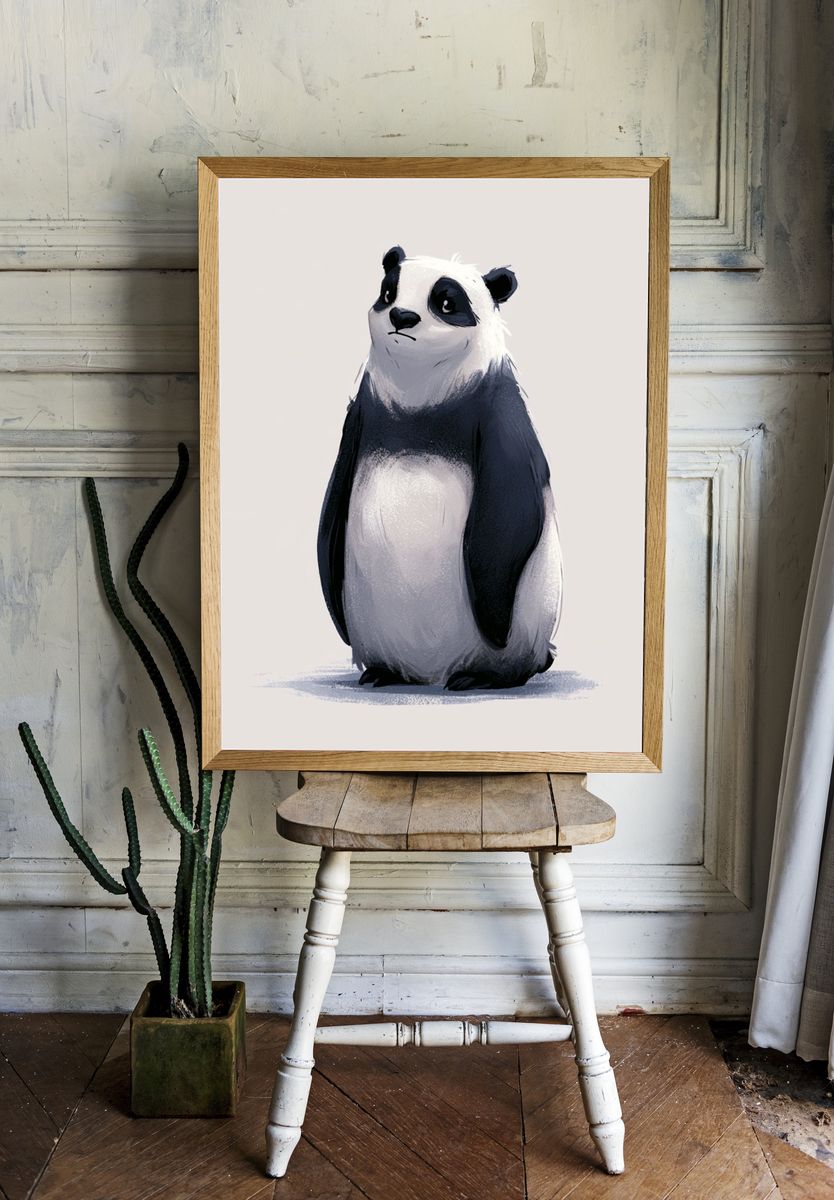Panda Portrait Illustration Poster. — room view 1