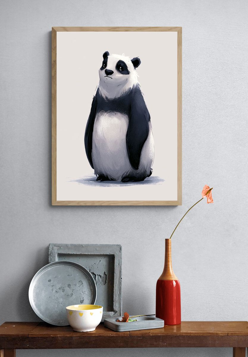 Panda Portrait Illustration Poster. — room view 3