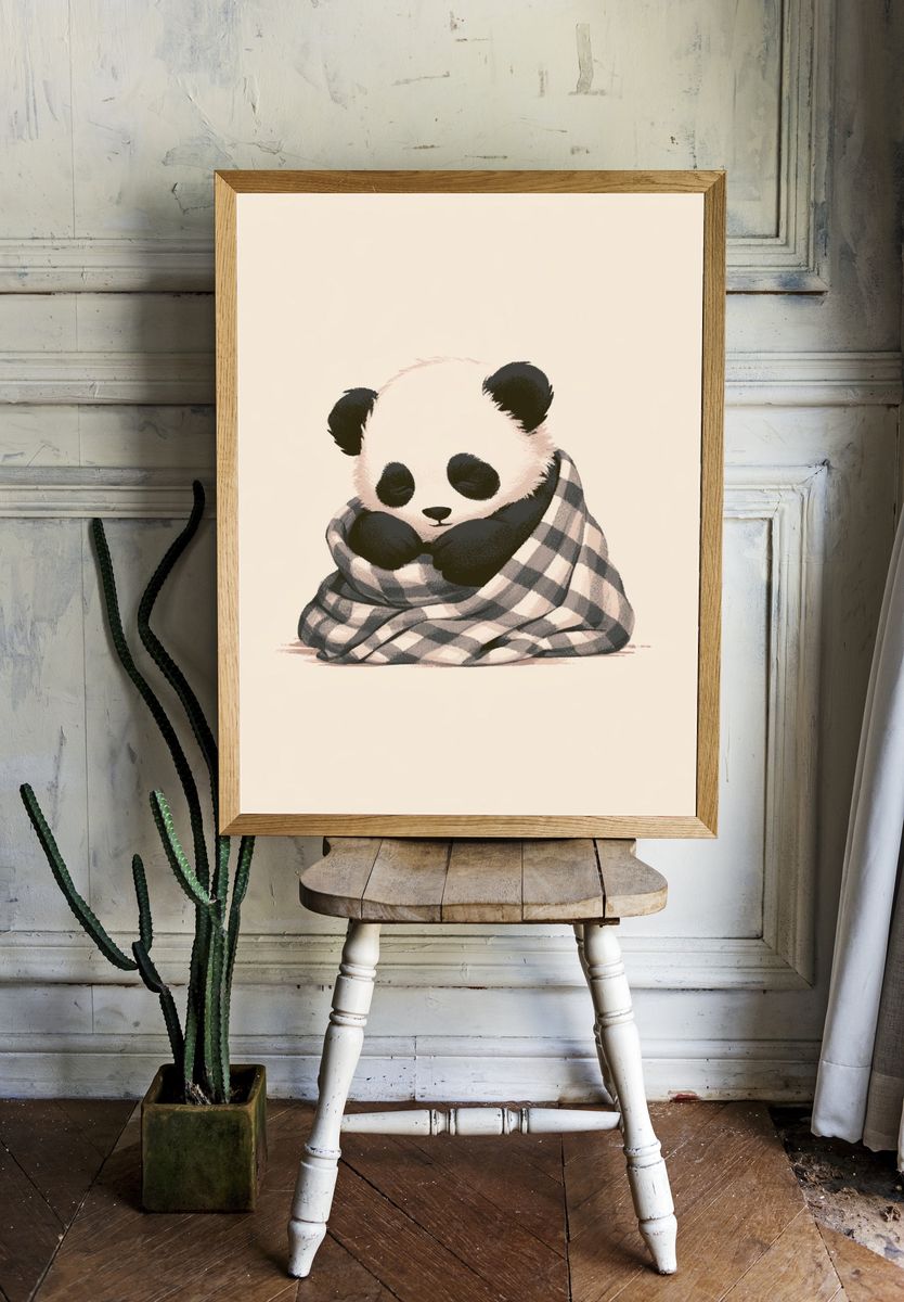 Cozy Panda Illustration Poster. — room view 1
