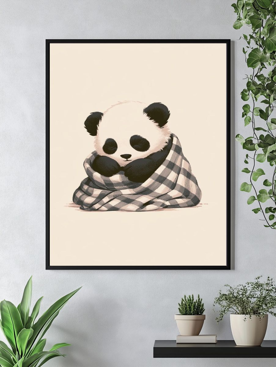 Cozy Panda Illustration Poster. — room view 4