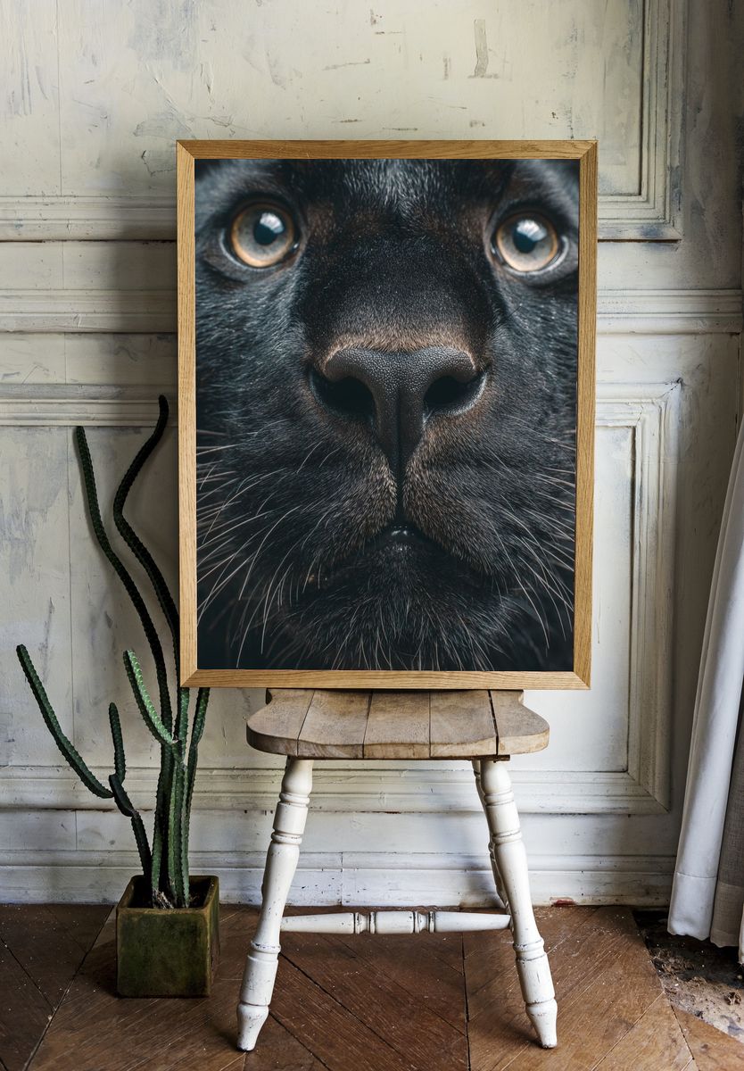 Close-Up Black Panther Photography Poster room preview