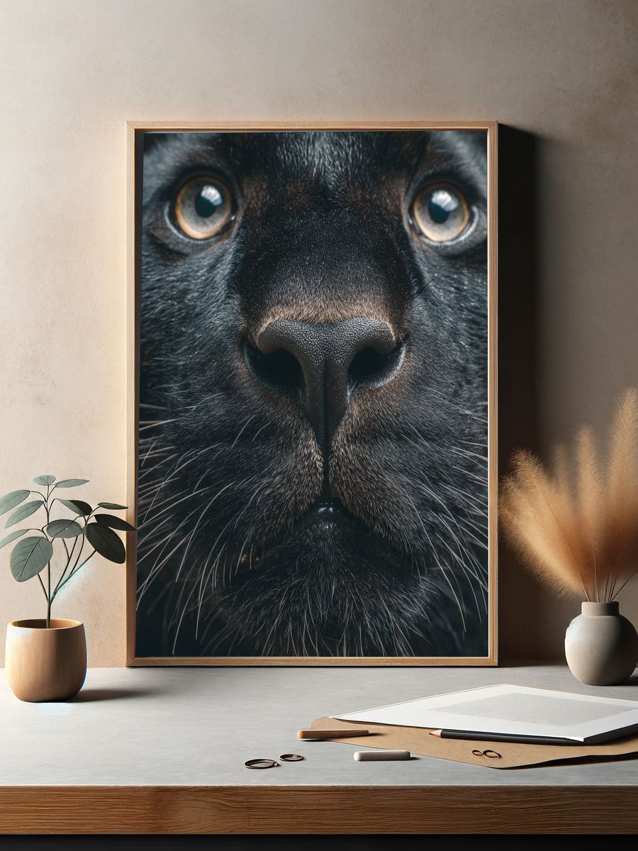 Close-Up Black Panther Photography Poster. — room view 2