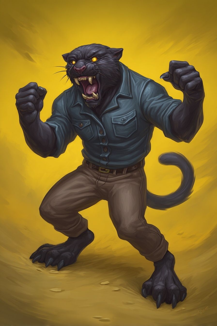 Roaring Panther Digital Art Poster.