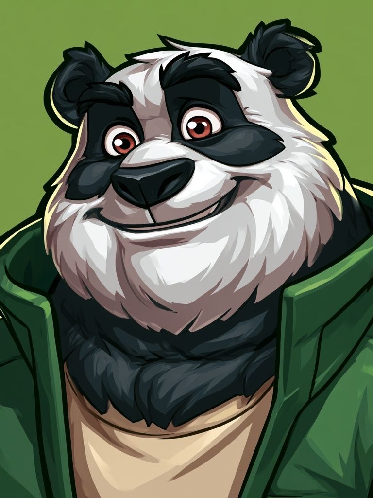 Smiling Panda Portrait Illustration Poster. poster — animals art