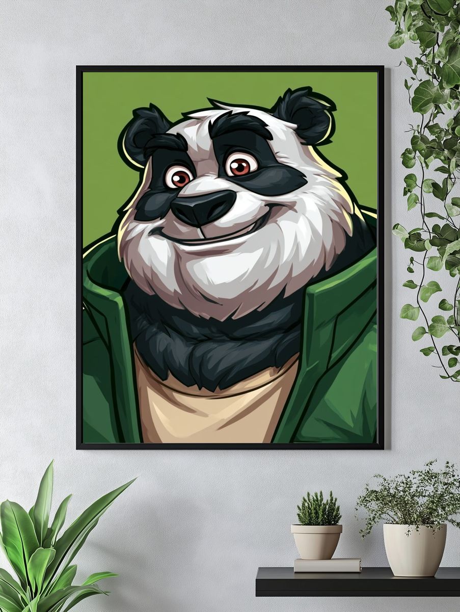 Smiling Panda Portrait Illustration Poster. — room view 4