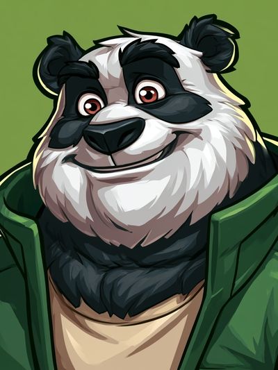 Smiling Panda Portrait Illustration Poster. poster