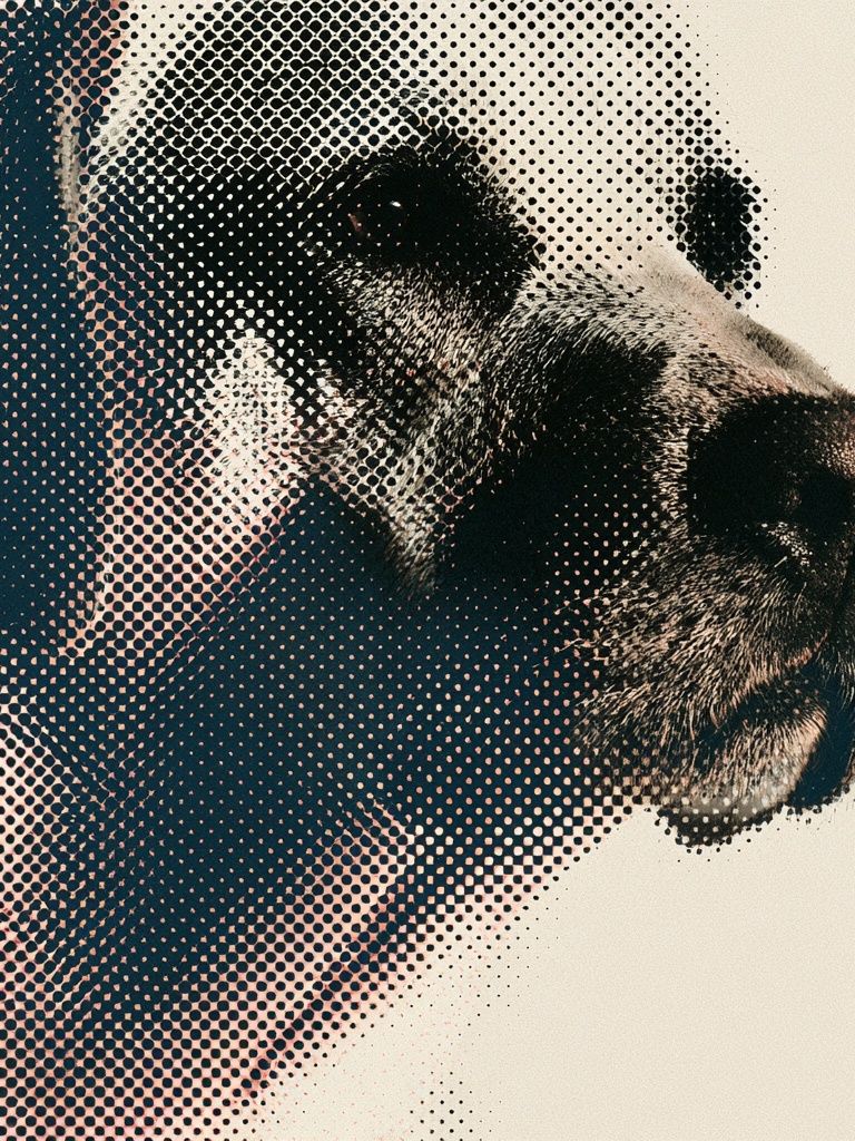Panda Halftone Portrait Poster. poster detail