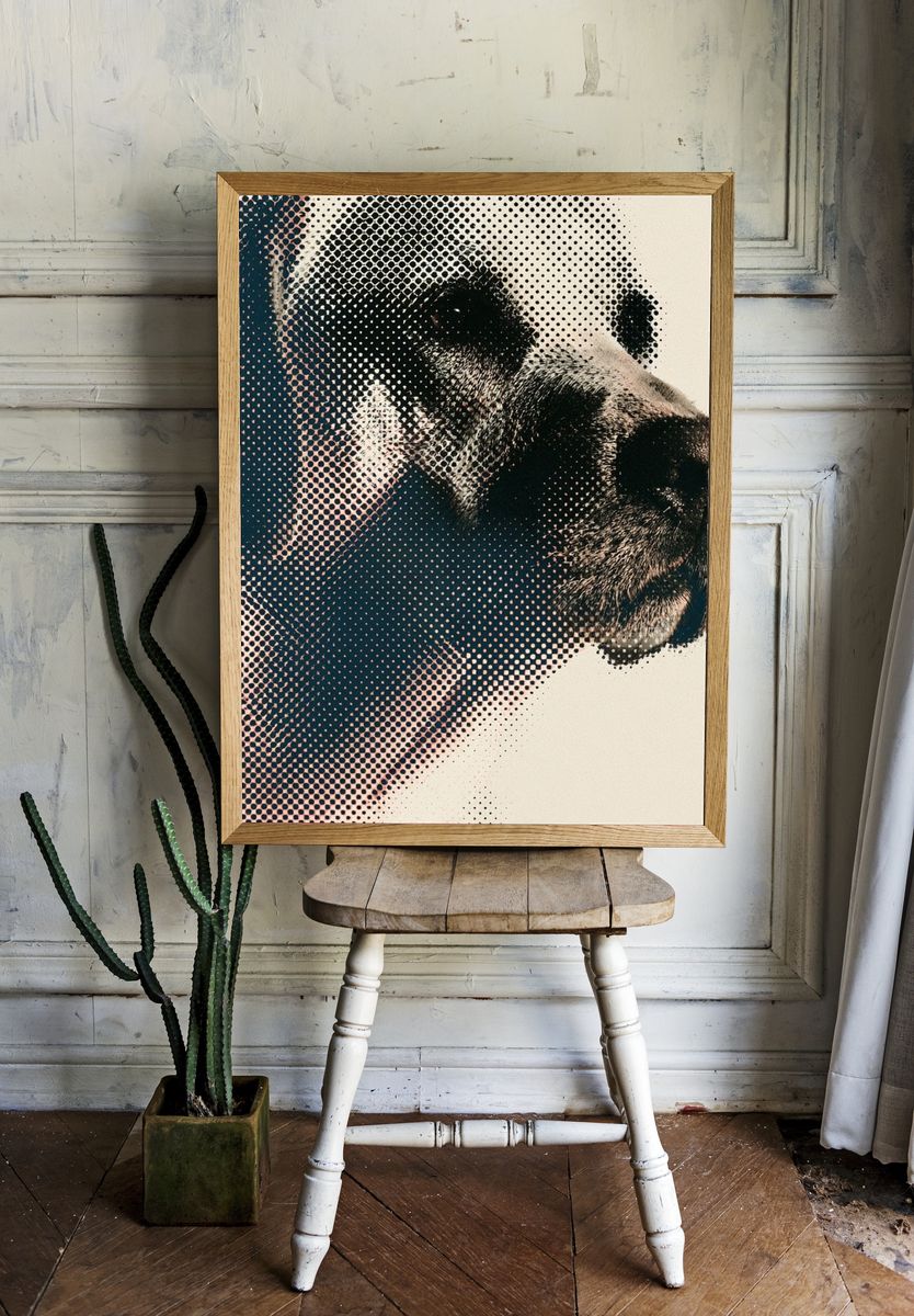 Panda Halftone Portrait Poster. — room view 1