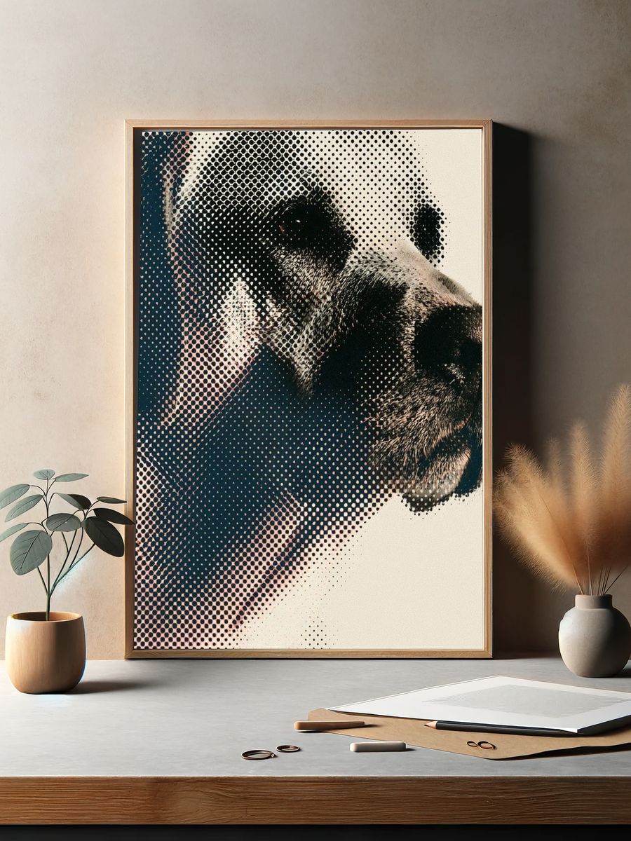 Panda Halftone Portrait Poster. — room view 2