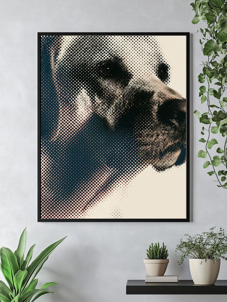 Panda Halftone Portrait Poster. — room view 4