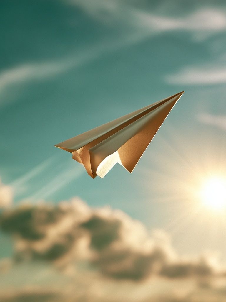 Paper Airplane Sky Illustration Poster. poster detail