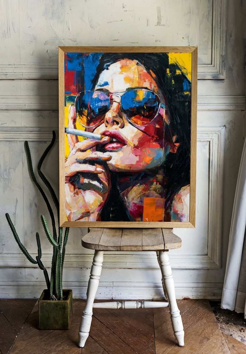 Bold Woman with Sunglasses — Pop Art Print room preview