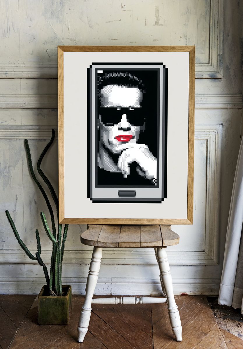 Pixel Pop Art Portrait Print. room preview