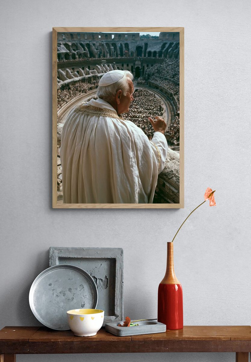 Pope at the Colosseum Photography Poster. — room view 3
