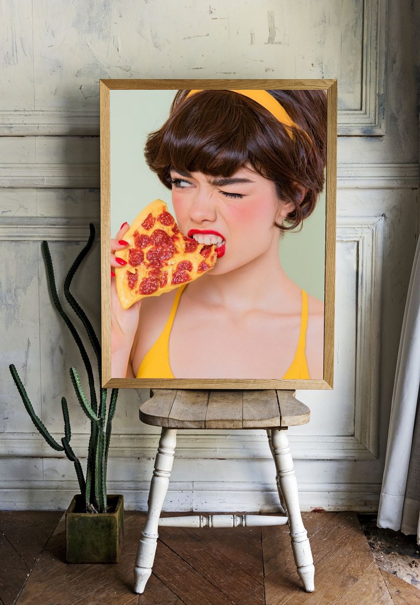 Pop Art Pizza Portrait Poster. room preview