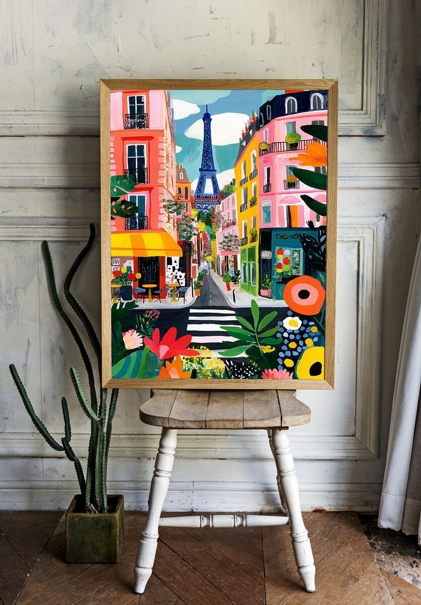 Parisian Street Scene — Illustration Print. room preview