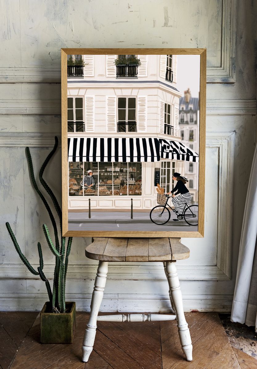 Paris Bakery Street Scene Print. — room view 1