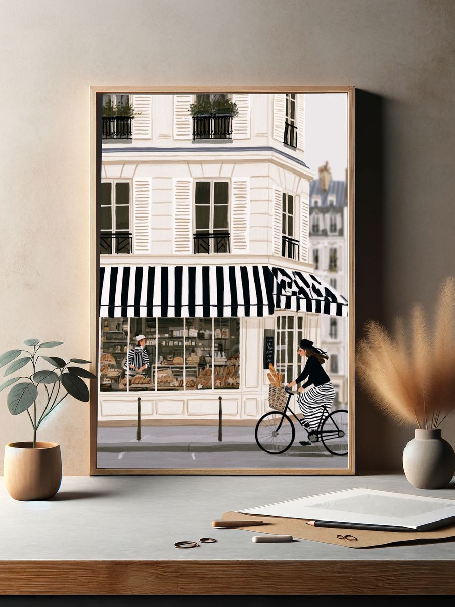 Paris Bakery Street Scene Print. — room view 2