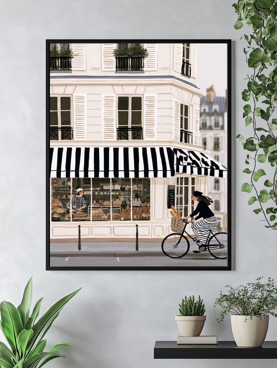 Paris Bakery Street Scene Print. — room view 4