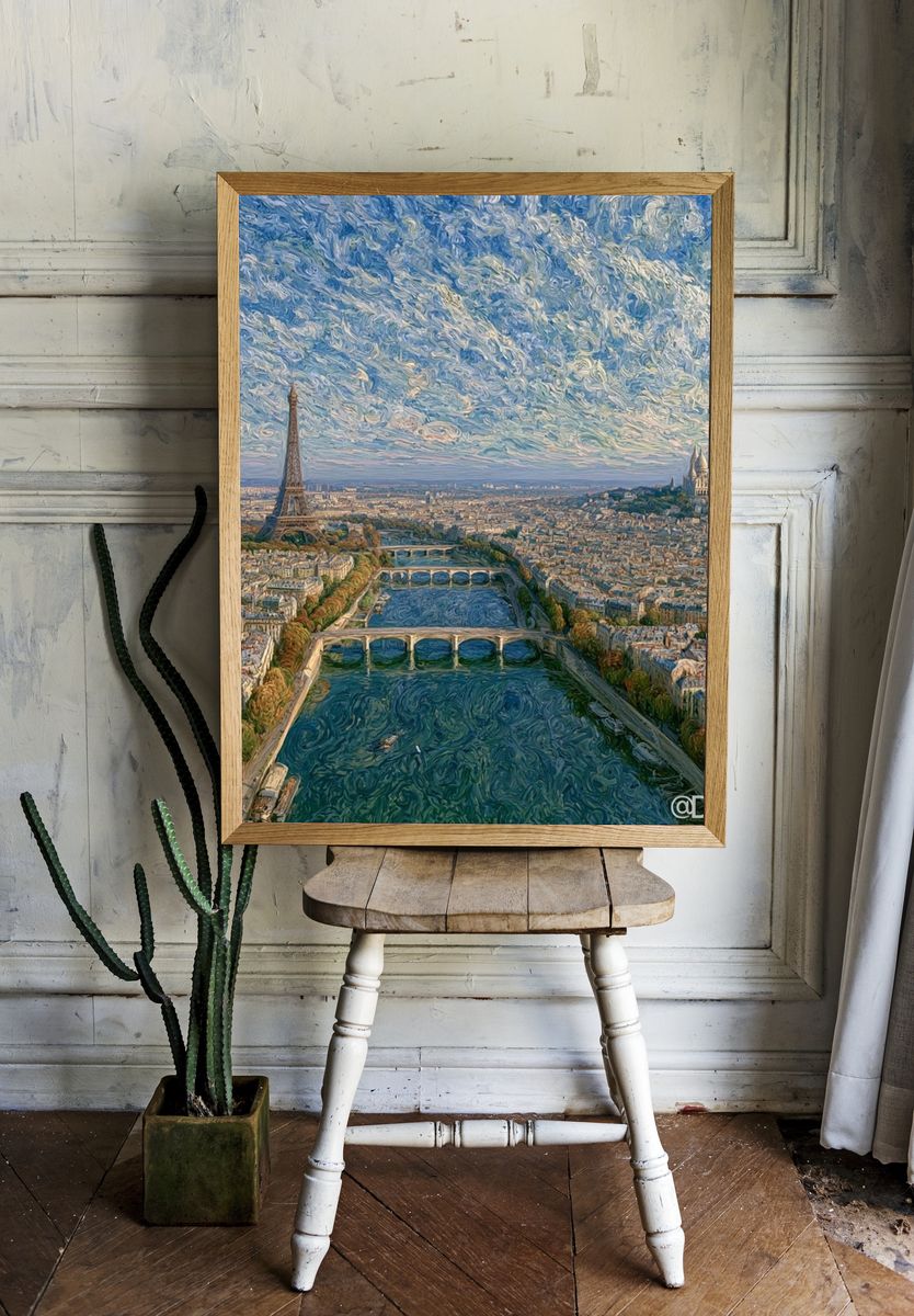 Paris Skyline Impressionist Poster. — room view 1